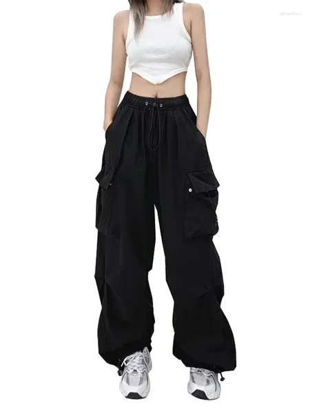 Pantalones de mujer American Retro Cargo marca de moda primavera otoño suelto recto Casual gran bolsillo deportes con vigas Harem de pie