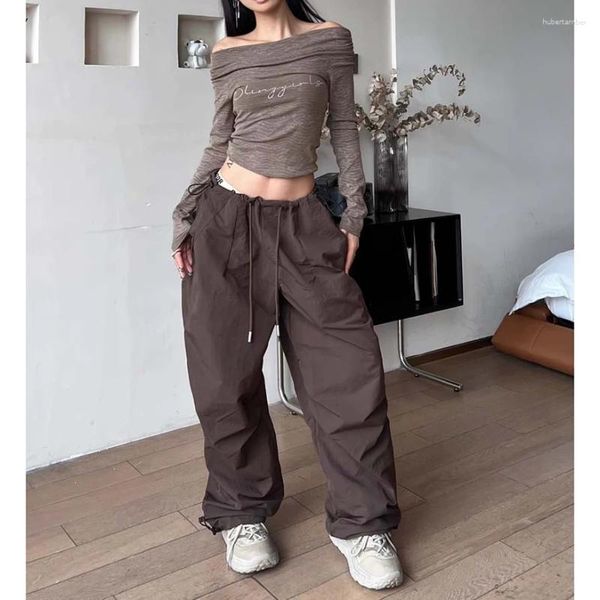 Pantalones para mujer American Retro Mujeres Y2k Street Hip Hop Pantalones de chándal Paracaidista Pantalones de gran tamaño Vibe Dance Jazz Long Baggy Cargo