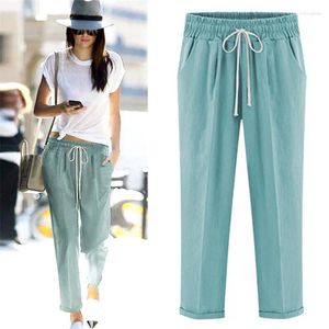 Pantalon féminin automne 2024 Solide élastique Taie coton plus taille Femmes Loose Casual Full Longters Color Color 5xl 6xl