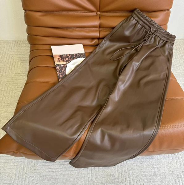 Pantalones de mujer Otoño e Invierno añaden terciopelo cintura elástica cuero súper suave delicado usando piel proteica importada