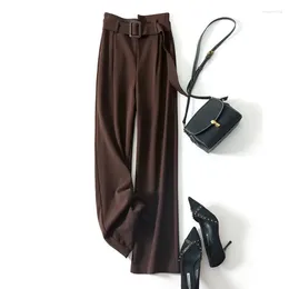 Damesbroeken herfst en winter wollen breed poten voor vrouwen uitgebreide versie losse casual rechte rechten met een hoog taille broek Z239