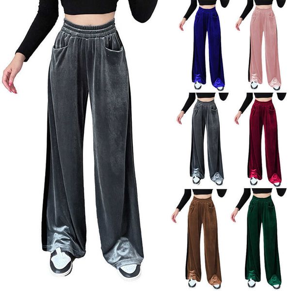 Pantalons pour femmes automne nouvelle Collection de taille en daim polyvalent point Vertical droit vêtements de travail décontracté