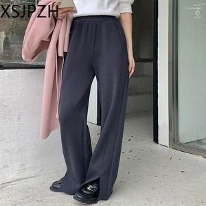 Dames broek herfst breedbeen hoge taille rechte casual pant japanse stijl spleet overalls veelzijdige slanke broek broek