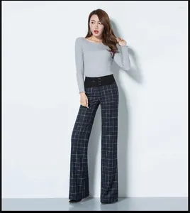 Pantalon féminin Automne Hiver Wool Fashion Casual Plus taille marque grande femme femme épaisse Plaid chaud