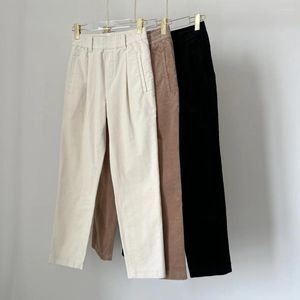 Pantalon femme B C taille haute rétro velours côtelé extensible pantalon ample fuselé petit droit qualité décontracté