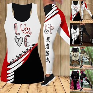 Damesbroeken Mooie 3D-print Combo Tanklegging Zomer Casual Yoga Fitness Meisjes Leuke broek Sportlegging Pak XS-8XL