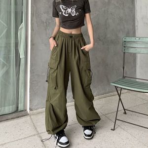 Vrouwen s Broek Grote Zakken Cargo Y2K Harajuku Trekkoord Oversized Vrouwelijke Street Style Effen Joggingbroek Joggers Broek 230808