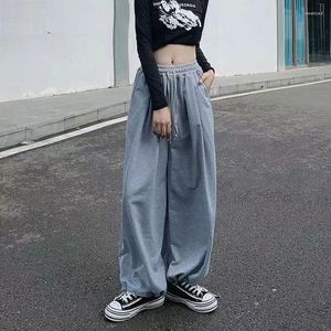 Pantalon Femme Biyaby Hip Hop Lâche Pantalon de survêtement Femmes 2023 Été Cordon Design Noir Gris Bloomers Femme Coréenne Taille Haute Casual