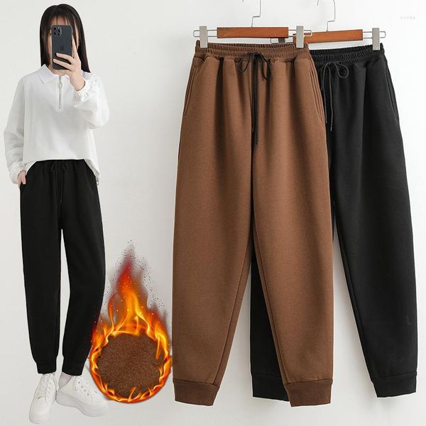 Pantalones de mujer de terciopelo negro marrón grueso cálido primavera Otoño Invierno 2023 moda coreana Cargo holgado Harajuku ropa femenina