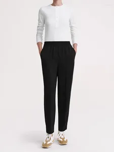 Pantalon femme noir décontracté pantalons longs fentes latérales taille haute confortable femme tout-Match 2024 printemps été