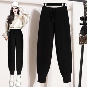 Pantalon femme noir tricoté épais printemps automne hiver 2023 mode coréenne Cargo Baggy Harajuku vêtements féminins taille haute