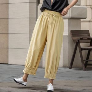 Vrouwen Broek Zwarte Vrouwen Zomer 2024 Vintage Haren Effen Losse Koreaanse Mode Joggingbroek Kalf-Lengte Cropped Broek