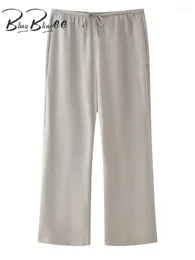 Damesbroek Blinglingee 2024 Zomer Pyjama -stijl Vrouwen Wide Drawstring Hoog Tailled Volledige lengte Casual Pant vrouwelijke broek Y2K