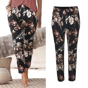 Damesbroek Boheemse Baggy Harem Dames Causale Bloemenprint Losse Broek Vrouwelijke Vintage Zakken Strand Boho Lang