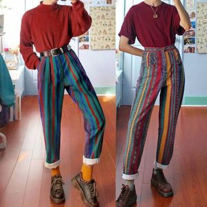 Pantalon femme bas rayé taille haute pantalon printemps automne Streetwear décontracté Y2k pantalon de survêtement mince pantalon ample 230105
