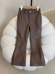 Pantalons pour femmes marque automne hiver Chic femmes de haute qualité décontracté taille haute en cuir élégant neuvième pantalon C734