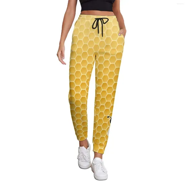 Pantalon femme bourdon printemps mignon nid d'abeille imprimé moderne pantalons de survêtement femme Style de rue pantalon personnalisé grande taille