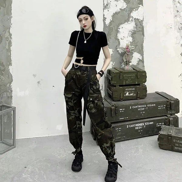 Vrouwen Broek Camouflage Harajuku Hoge Taille Slanke Riem Cargo Casual 2024 Mannen Vrouwen Sportwear Jogger Baggy Joggingbroek Broek