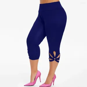 Pantalon féminin capri dames occasionnelles creux de couleur solide jeggings pantalon sportif élasticité pour les femmes pour le fitness