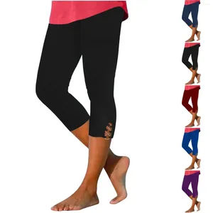 Pantalon de femmes Capri Leggings pour femmes 2024 Haut-taille Yoga Yoga Capris Lightweight Cozy Cropped Solid Soft Maternity Pant