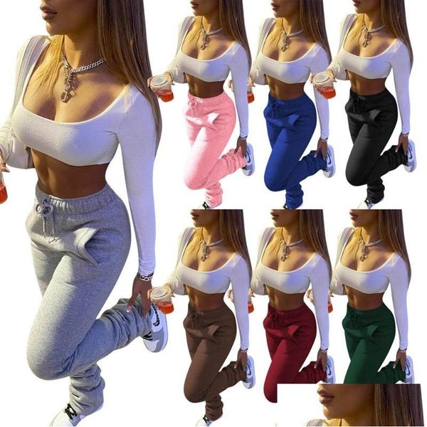 Pantalons Femmes Capris 2021 Hiver Épais Femmes Pantalons De Survêtement Empilés Coton Jogger Sweat Femmes Jogging Pour Les Filles Drop Delivery Vêtements C Dhs4R