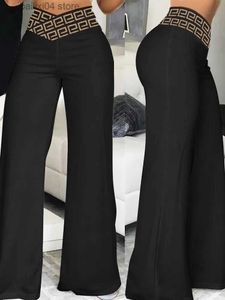 Pantalons pour femmes Capris 2023 automne femmes pantalons solide taille haute croisé pantalon évasé T230928