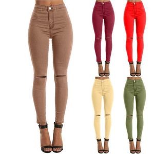Damesbroek capris 2023 rekbare skinny jeans mid-rise zachte denim leggings met zakken klassieke slanke fit ademende katoenen blend broek#8