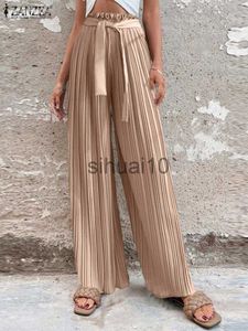 Dames Broek Capri 2023 ZANZEA Vrouwen Oversized Zelf Gordel Office Broek Geplooide Losse Broek Pantn Palazzo Zomer Hoge Taille Wijde Pijpen Broek J230705