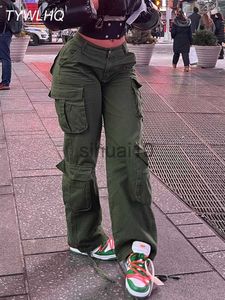 Pantalon Femme Capris Armée Vert Cargo Pantalon Baggy Jeans Femmes Mode Streetwear Poches Droite Taille Haute Casual Vintage Denim Pantalon Salopette J230705