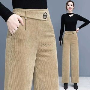 Pantalon féminin Capris automne et hiver en velours côtelé pantalon large pantalon à pattes hautes