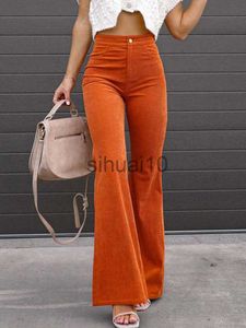 Pantalon Femme Capris Automne Pantalon En Velours Côtelé Femmes Bell Bottom Flare Pantalon Pantalon Dames Orange Noir Taille Haute Pantalon Pour Femmes J230705