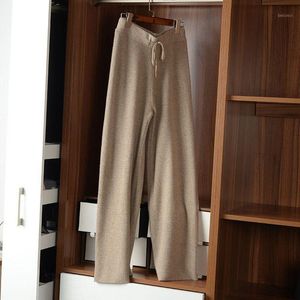 Dames Broek Capris Herfst Winter Dikke Gebreide Wide-Leg Dames Losse Casual Koreaanse Wol Broek Hoge Taille Vrouwelijke Eenvoudige Buitenkleding