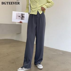 Pantalones Capris BGTEEVER para mujer, traje informal con botones de cintura alta para mujer, pantalones de verano 2021, pantalones holgados elegantes rectos hasta el suelo para mujer