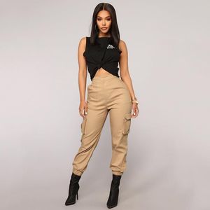 Pantalon femme Capris grandes poches Cargo dames taille haute ample Streetwear Baggy tactique pantalon Hip Hop qualité Joggers