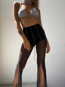 Pantalon féminin Capris Black Lace Y2K Pantal