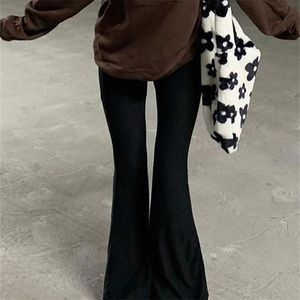 Damesbroek capris gewaagde schaduw grunge 90s stedelijke stijl laars gesneden broek hoge taille zwarte vintage magere broek mode indie casual voor vrouwen broek 220915