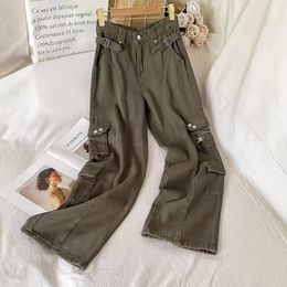 Damesbroek Capris Brown Cargo Pants Women American Style Vintage 90s J2K Streetwear Fashion High Taille Design Baggy rechte breedbeen Casual broek 230421