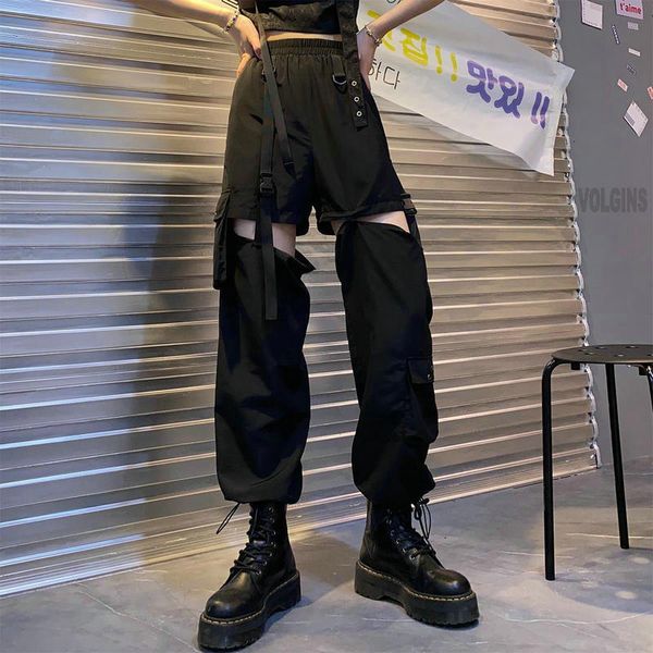 Pantalons pour femmes Capris Cargo Pants Femmes Mode Punk Jogger Pantalon Harajuku Streetwear Printemps Cheville-Longueur Hommes Noir Harem Pantalon Surdimensionné 230615
