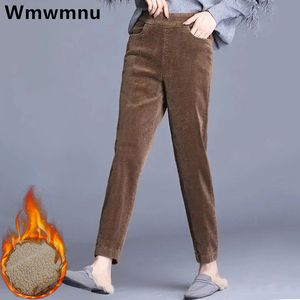 Pantalon féminin Capris Casual Elastic haute taille pantalones chaudes épaissis les femmes en veille borde