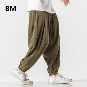 Pantalons pour femmes Capris Style chinois printemps velours côtelé Baggy pantalon japonais Streetwear mode sarouel Hip Hop Joggers grande taille hommes vêtements 230301