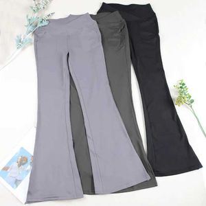Pantalon pour femmes Capris Chirisure Crossover Pocket Pocket Split Flare Legging For Women Elastic Workout Pantal Butt Lift Workout Conseils Y240504
