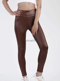 Damesbroek Capri CHSDCSI Kunstleer Hoge taille Sexy legging Dames Zwart potloodbroek Slanke magere broek