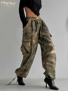 Pantalon féminin Capris Retro Retro Loose Camo Pantalon pour femmes imprimé Fashion Low Bargo Pantal