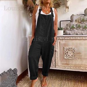 Damesbroek capris katoen blend plus size jumpsuit vrouwen 2023 herfstcasual vaste overalls bodysuits oversized wide been broek vrouwelijke kleding rompe t240227