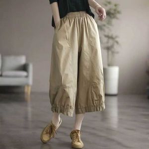 Pantalon féminin Capris Cotton Lann Lantern Pantalons Femmes Été élastique Affinesse Casual Femmes Coréen Style Harajuku Vintage Pantal