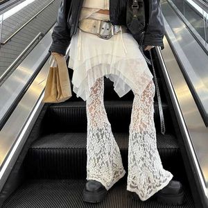 Pantalon féminin Capris Cutenova Y2K Gothic Lace Mesh Bride Pantal