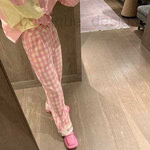 Pantalon féminin Capris Designer Brand Internet Célébrité Tendance Brand Flip Top Top Pink Plaid High Ligne pour l'été Loose et Slimming Casual S1HG