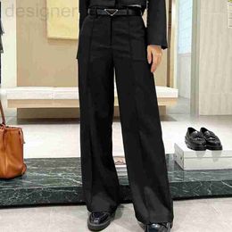 Pantalon pour femmes Capris Designer Designer Metal Triangle Étiquette en cuir embelli la jambe droite Suit en vrac pantalon décontracté OPL1