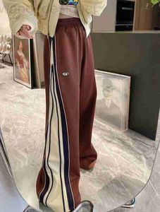 Pantalon féminin Capris Designer Mskin High Waist Design Wide Jam Le jambe Version coréenne pour enfants lâche droite Zipper Small 57i9