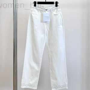 Damesbroeken Capris Designer Zomer Nieuw product Xiaoxiangfengshan Camellia Hollow White Jeans for Women EHO5